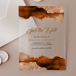 Terracotta Agate Marble Wedding Save the Date Acryleinladungen
