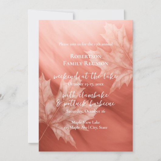 Terracotta-Ahorn-Blätter fallen Familie Wiedersehe Einladung (Vorderseite)