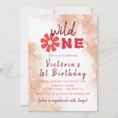 Terracotta Alcohol Tinte Wildblume Foto Geburtstag Einladung (Vorderseite)