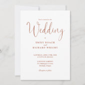 Terracotta All in one elegante Script Wedding Einladung (Vorderseite)