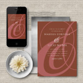 Terracotta Ampersand Script Calligraphy Wedding Einladung