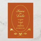 Terracotta and Foil Wedding Ankündigung (Vorderseite)