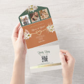 Terracotta and Olive Green Boho Wedding All In One Einladung (Abreißen)