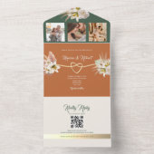 Terracotta and Olive Green Boho Wedding All In One Einladung (Innen Boden)