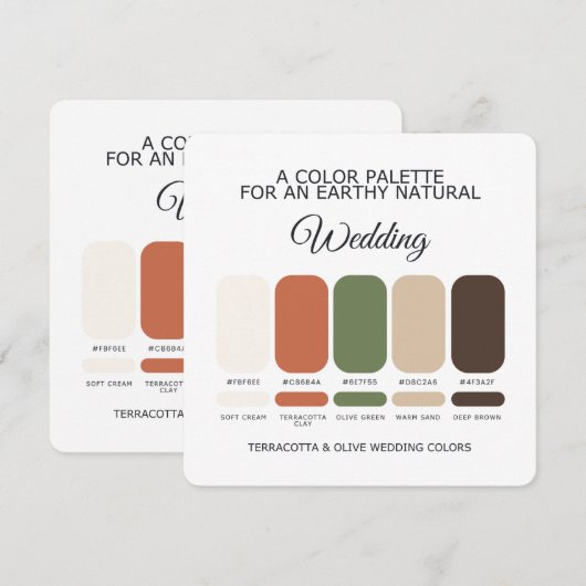 Terracotta and Olive Wedding Color Palette Card Einladung (Vorne/Hinten)