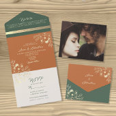 Terracotta and Sage Green Wedding All In One Einladung