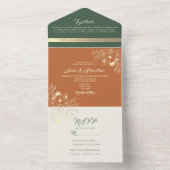 Terracotta and Sage Green Wedding All In One Einladung (Innen Boden)