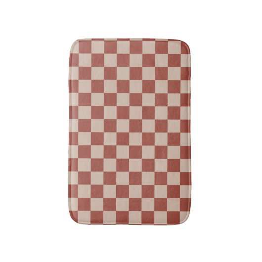 Terracotta and Tan Checkerboard Badematte (Vorderseite Vertikal)