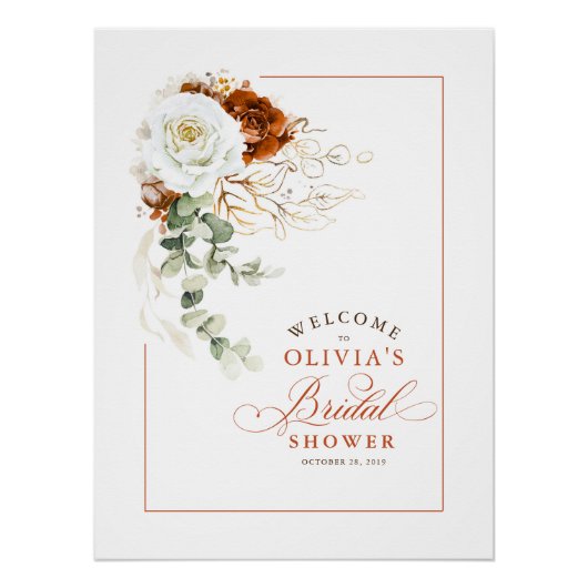 Terracotta and White Chic Bridal Shower Welcome Poster (Vorderseite)