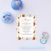 Terracotta and White Floral Elegant Wedding Menu Flyer (Einzeln)