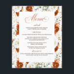 Terracotta and White Floral Elegant Wedding Menu Flyer<br><div class="desc">White,  terracotta and earthy romantic flowers white menu cards</div>