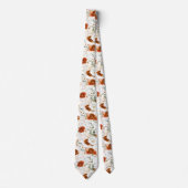 Terracotta and White Floral Wedding Neck Tie Krawatte (Vorderseite)
