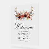 Terracotta Antlers Floral Wedding Welcome Acrylschild (Winkel)
