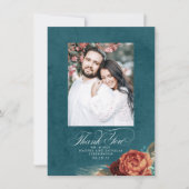 Terracotta Aquamarin Blue Wedding Danke Foto (Vorderseite)