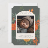Terracotta Aquamarin Fall Floral Geburtsankündigun Einladung (Vorderseite)