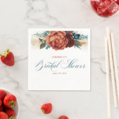 Terracotta Aquamarin Floral Pampas Grass Brautpart Serviette (Beispiel)