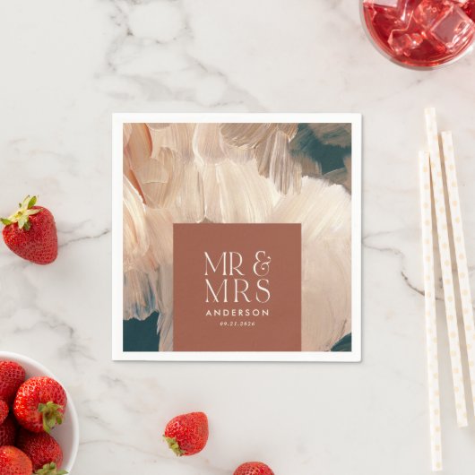 Terracotta aquamarin Mr. & Mrs. Serviette (Beispiel)