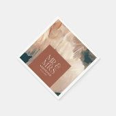 Terracotta aquamarin Mr. & Mrs. Serviette (Ecke)