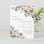 Terracotta Aquamarin Neutral Watercolor Florenz Einladung (Stehend Vorderseite)