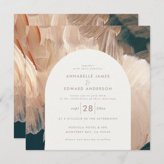 Terracotta aquamarine Malerische Moderne Bogen 1 F Save The Date (Vorne/Hinten)