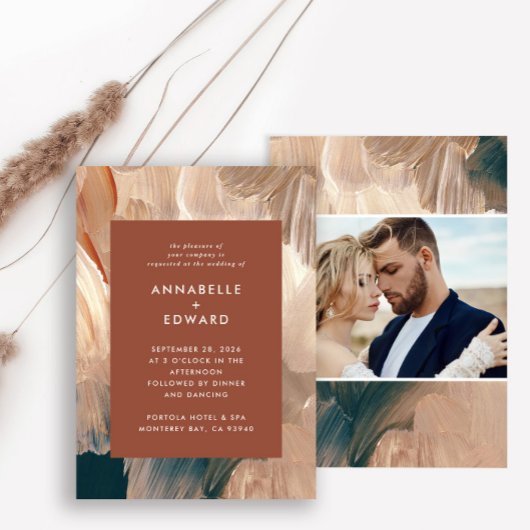 Terracotta aquamarine malerische moderne stilvolle einladung