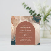 Terracotta aquamariner, moderner Bogen 1 Foto Save The Date (Stehend Vorderseite)