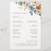 Terracotta Aquamarines neutrales Hochzeitsprogramm (Rückseite)