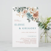 Terracotta Aquamarines neutrales Hochzeitsprogramm (Stehend Vorderseite)