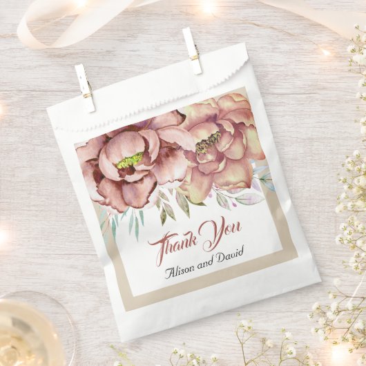 Terracotta Aquarell Blume Danke für Ihre Hochzeit Geschenktütchen (Ausgeschnitten)