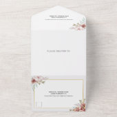 Terracotta Aquarell Blume Gold Hochzeit im Herbst All In One Einladung (Außenbereich)