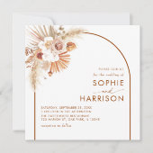 Terracotta Arch Boho Pampas Grass Square Wedding Einladung (Vorderseite)