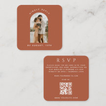 Terracotta Arch Couple Foto QR Code Wedding RSVP