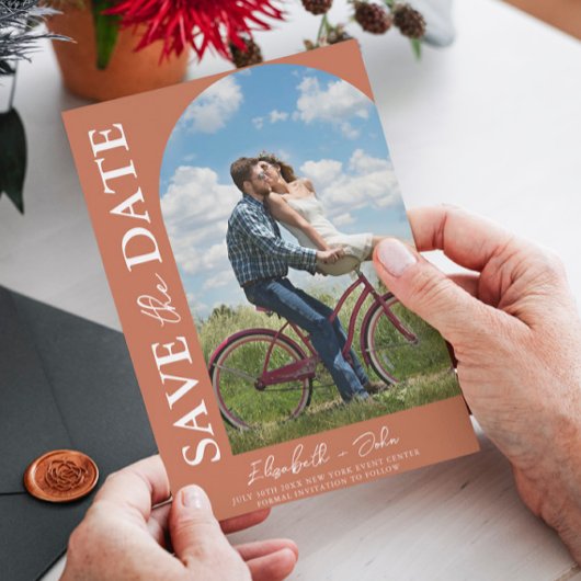 Terracotta Arch Foto Hochzeit Sichern Sie das Datu Save The Date