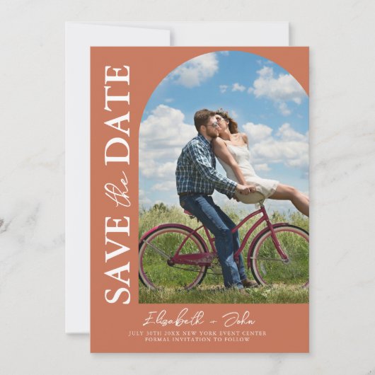 Terracotta Arch Foto Hochzeit Sichern Sie das Datu Save The Date (Vorderseite)