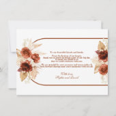 Terracotta Arch Pampas Grass Floral Wedding Dankeskarte (Rückseite)