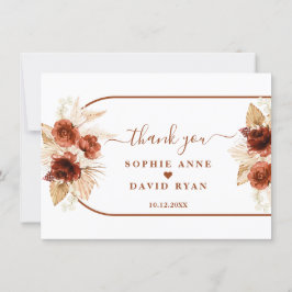 Terracotta Arch Pampas Grass Floral Wedding Dankeskarte
