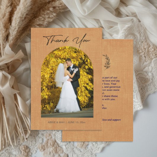 Terracotta Arch Photo Monogram Wedding Thank You Dankeskarte