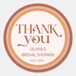 Terracotta Arch Typografy Brautparty Vielen Dank Runder Aufkleber
