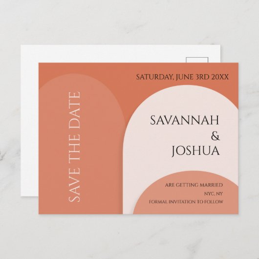 TERRACOTTA ARCH WEDD SPEICHERN DAS DATUM POSTCARD POSTKARTE (Vorne/Hinten)