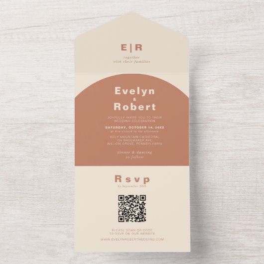 Terracotta Arch Wedding All In One Einladung (Innen Boden)