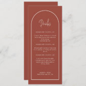 Terracotta Arch Wedding Drinks Menü Karte (Vorne/Hinten)