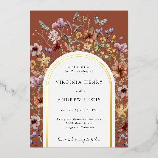 Terracotta Arch Wedding Einladung Foil (Vorderseite)