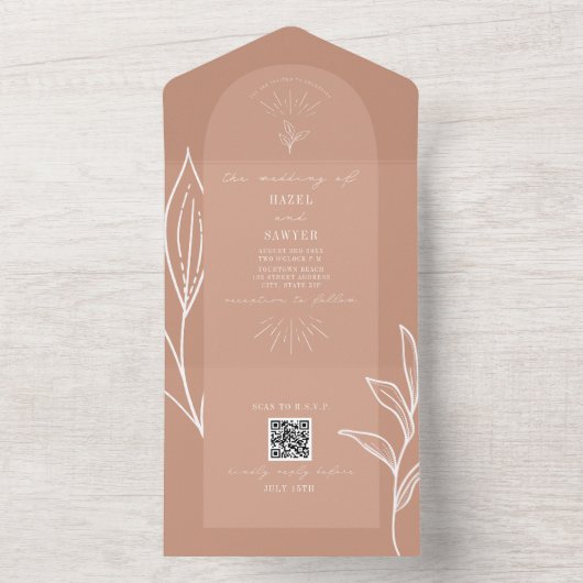 Terracotta Arch Wedding QR Code UAWG All In One Einladung (Innen Boden)