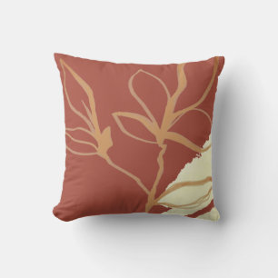 Terracotta Artistic Watercolor Leaf Design Thread Kissen