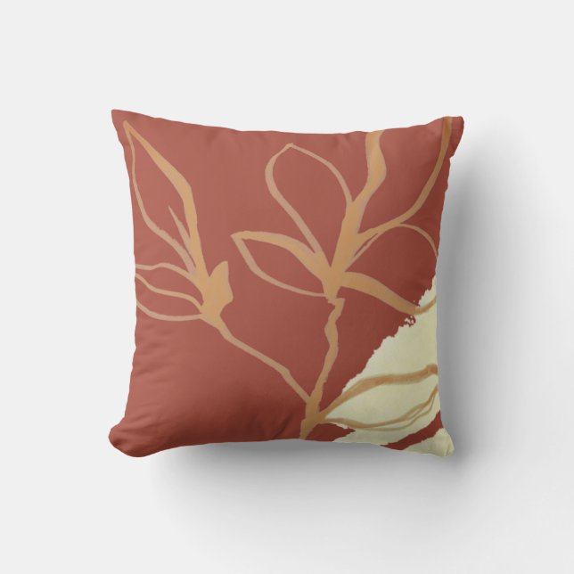 Terracotta Artistic Watercolor Leaf Design Thread  Kissen (Vorderseite)