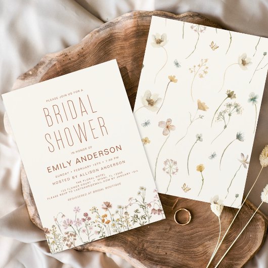 Terracotta auf dem Boho Wildblume Brautparty Einladung