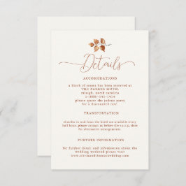 Terracotta auf dem Herbstplatz Details Hochzeiten Begleitkarte