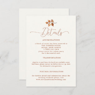 Terracotta auf dem Herbstplatz Details Hochzeiten Begleitkarte