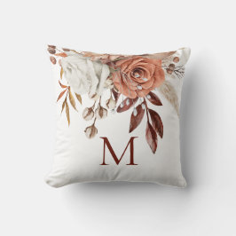 Terracotta Autumn Florals Monogram Kissen