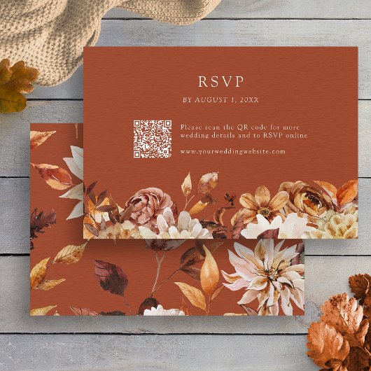 Terracotta Autumn QR Code RSVP Card Karte